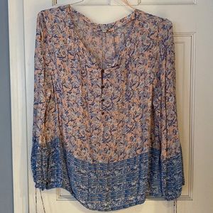 Lucky brand button up peasant blouse size XL